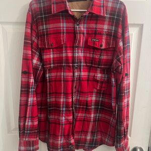 Animal Red & Black Plaid Men's Shirt SIZE LARGE